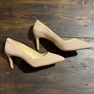Alex Marie-Textured Beige Leather Heels